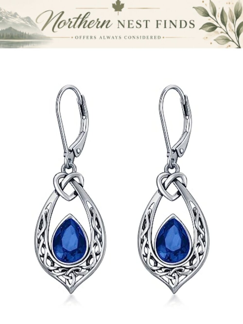 Celtic Knot Dangle Earrings 925 Sterling Silver Leverback Drop